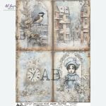 ABStudio 2463 Papier ryżowy A4 Zimowe wzory