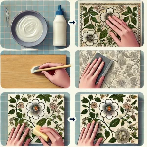 Leśni Przyjaciele Papier Ryżowy do Decoupage | MariviriDesign 1 4.Przyklejanie papieru ryzowego
