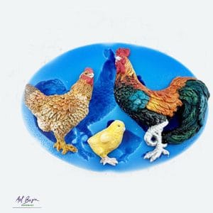 Forma Silikonowa Kogut, Kura i Kurczątko – Mila Projekt | Hen Family 9x13 cm 1 Foremka silikonowa kura kogur