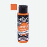Farba akrylowa hybrydowa Cadence Hybrid Acrylic H-012 Pomarańcz 70 ml w butelce z czarną zakrętką, przeznaczona do różnych powierzchni, odporna na wilgoć i nietoksyczna, certyfikowana EN71 i CE.