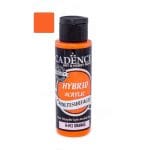 Farba akrylowa hybrydowa Cadence Hybrid Acrylic H-012 Pomarańcz 70 ml w butelce z czarną zakrętką, przeznaczona do różnych powierzchni, odporna na wilgoć i nietoksyczna, certyfikowana EN71 i CE.