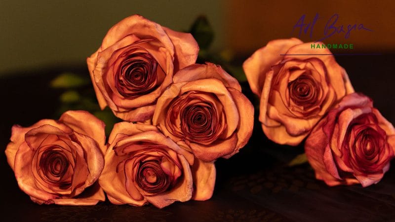 Bukiet róż z foamiranu – z zimną porcelaną na łodygach 2 Roza z foamiranu bukiet artbasia 10