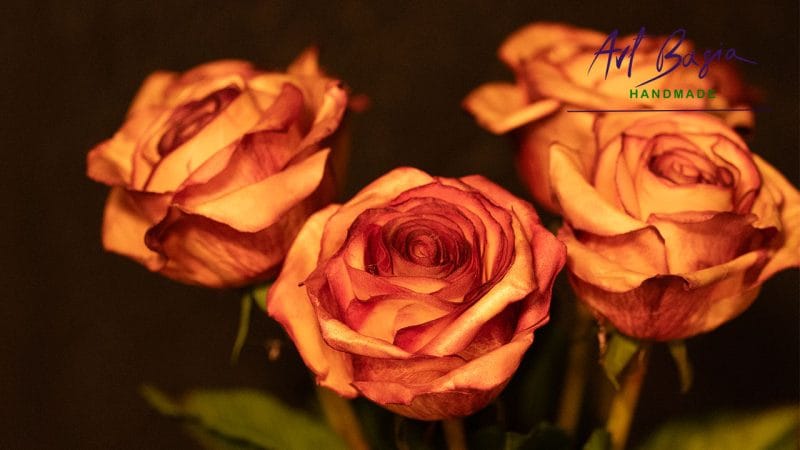 Bukiet róż z foamiranu – z zimną porcelaną na łodygach 17 Roza z foamiranu bukiet artbasia 19