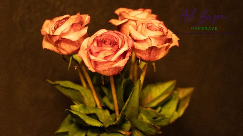 Bukiet róż z foamiranu – z zimną porcelaną na łodygach 10 Roza z foamiranu bukiet artbasia