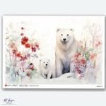 Papier ryżowy Paper Designs A4 ZWIERZĘTA 0218 – niedźwiedzie polarne w zimowej scenerii, idealny do decoupage na szkle, drewnie, MDF i styropianie