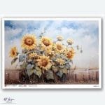 Papier ryżowy Paper Designs A4 KWIATY 0405 – bukiet słoneczników w malarskim stylu, idealny do decoupage na szkle, drewnie, MDF i styropianie