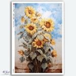 Papier ryżowy Paper Designs A4 KWIATY 0406 – bukiet słoneczników w malarskim stylu, idealny do decoupage na szkle, drewnie, MDF i styropianie