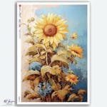 Papier ryżowy Paper Designs A4 KWIATY 0407 – bukiet słoneczników w malarskim stylu, idealny do decoupage na szkle, drewnie, MDF i styropianie