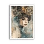 Papier ryżowy Paper Designs A3 STEAMPUNK 0006 – portret kobiety z mechanizmami, idealny do decoupage na szkle, drewnie, MDF i styropianie