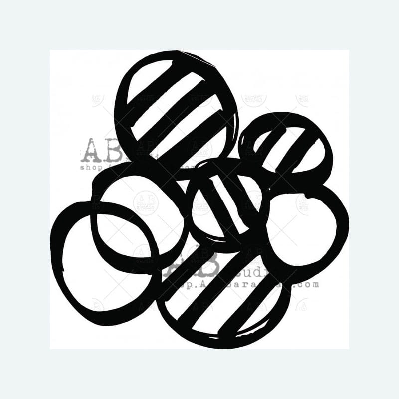 Szablon okręgi AB Studio ID-117, 15x15 cm – abstrakcyjny motyw do tła mixed media