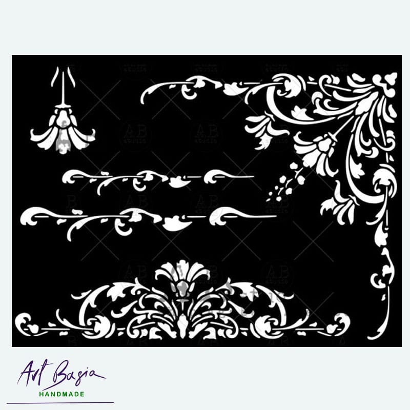 Szablon ornamenty ID-331 AB Studio 18x24 cm – dekoracyjne narożniki i bordery