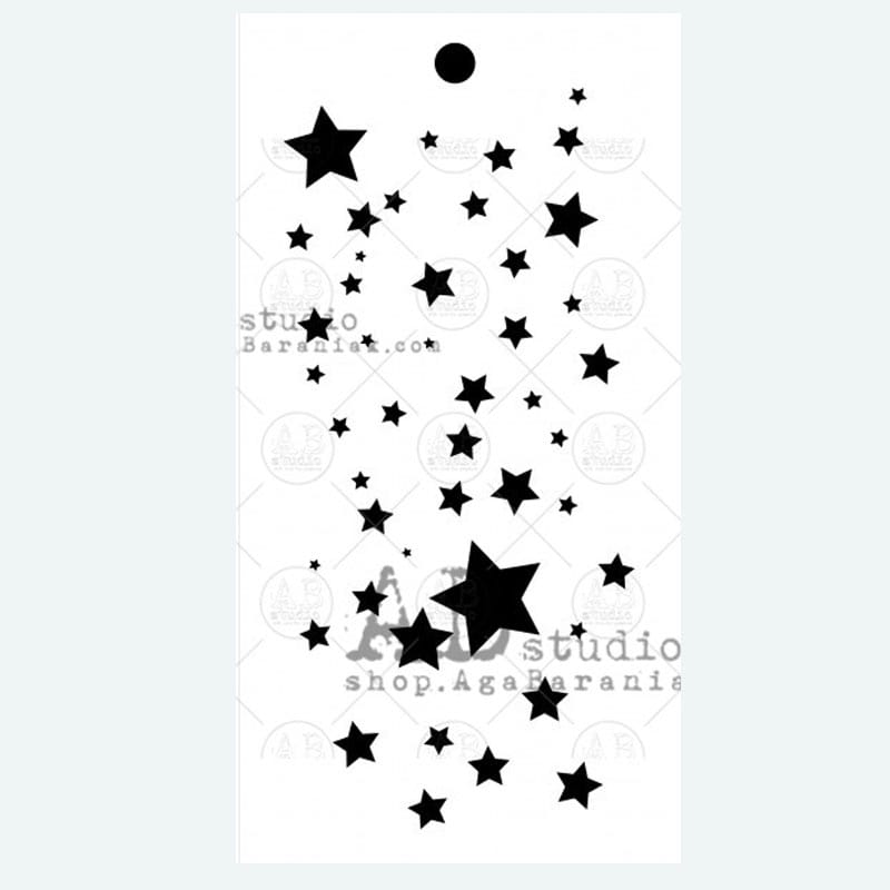 szablon gwiazdki 7,5x15 cm AB Studio – spadające gwiazdki do decoupage i mixed media