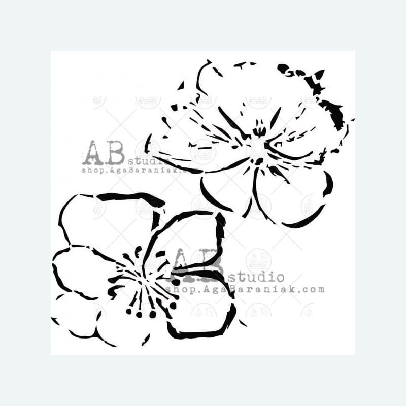 Szablon kwiaty ID-81 AB Studio 15x15 cm – delikatny kwiatowy wzór do dekoracji DIY