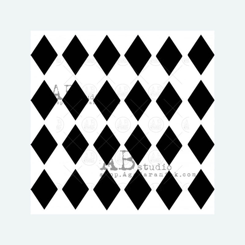 Szablon romby 15x15 cm AB Studio – wzór harlequin do mixed media i decoupage