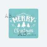 Szablon Merry Christmas 15x15 cm AB Studio do świątecznych dekoracji, napis i choinki