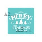Szablon Merry Christmas 15x15 cm AB Studio do świątecznych dekoracji, napis i choinki
