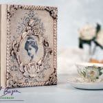 Drewniana szkatułka księga z reliefem i wizerunkiem dziewczynki w stylu vintage, handmade ArtBasia