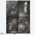 Papier ryżowy ITD Collection R1344L A3 z motywem mrocznego krajobrazu w stylu vintage i gothic