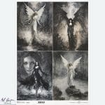 Papier ryżowy ITD Collection R1374L – „Lost in a Fairy Tale”, anioły i skrzydła, format A3
