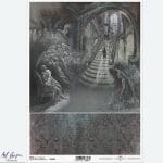 Papier ryżowy ITD Collection R1935 A4 z motywem gotyckich schodów, aniołów i tajemniczej postaci w mrocznym pałacowym wnętrzu