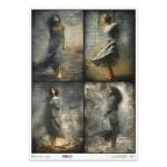 Papier ryżowy ITD Collection R1562L – kobiece portrety, zwiewne suknie i styl gotyk/vintage (A3)