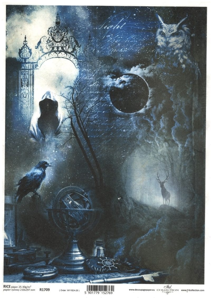 Papier ryżowy do decoupage R1709 ITD Collection z motywem alchemii i magii