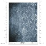 Papier ryżowy ITD Collection R1941 A4 z ornamentowym tłem w stylu vintage w odcieniach grafitu i granatu