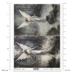 Papier ryżowy ITD Collection R2550 A4 z motywem eterycznego anioła unoszącego się nad wodą w mrocznym, baśniowym krajobr