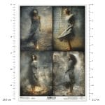 Papier ryżowy ITD Collection R2723 A4 – portrety kobiece, styl vintage/gothic