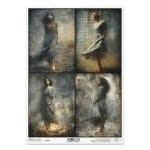 Papier ryżowy ITD Collection R2723 A4 – portrety kobiece, styl vintage/gothic