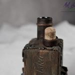 Szyjka artystycznej karafki fantasy z korkiem – efekt rdzy, patyna i szlagmetal ArtBasia