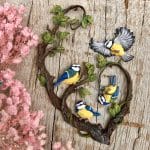 Odlew z formy silikonowej Sikorki „Chirpy Chickadees” Mila Projekt FMP071 – motyw sikorek na ozdobnym drzewie