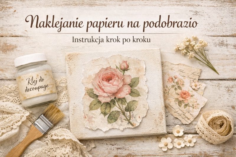 naklejanie papieru na płótnie