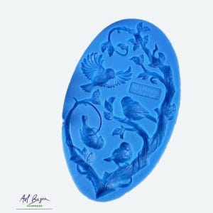 Forma silikonowa z motywem sikorek na drzewie, Mila Projekt FMP071, foremka do odlewów dekoracyjnych