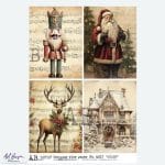 Papier ryżowy ABstudio 6217 świąteczny dziadek do orzechów Mikołaj jeleń domek decoupage A4