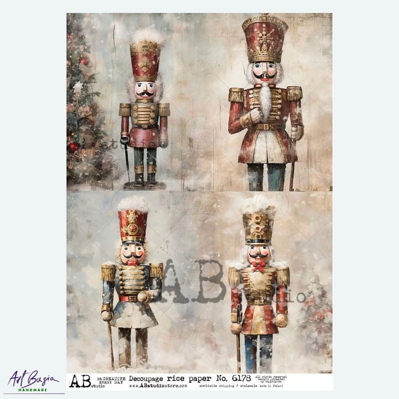 papier ryżowy ABstudio 6178 dziadek do orzechów vintage decoupage A4