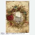 papier ryżowy ABstudio 6209 wieniec kwiaty vintage architektura decoupage A4