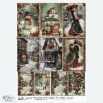 papier ryżowy ABstudio 6288 święta vintage bałwan prezenty uliczka decoupage A4