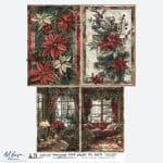 papier ryżowy decoupage świąteczny ABstudio 6291 poinsecja vintage wnętrza boże narodzenie