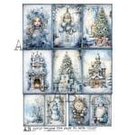 Papier ryżowy ABstudio 6296 A4 – zimowa dziewczynka, prezenty, dekoracje, styl vintage/fantasy