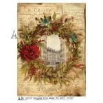 papier ryżowy ABstudio 6209 wieniec kwiaty vintage architektura decoupage A4