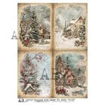 papier ryżowy ABstudio 6206 zimowy vintage choinka domek święta decoupage
