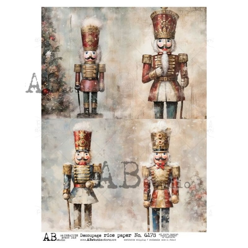 papier ryżowy ABstudio 6178 dziadek do orzechów vintage decoupage A4