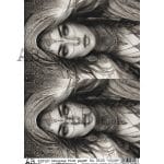 papier ryżowy decoupage kobieta etniczna boho vintage czarno biały ABstudio 5100 T