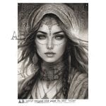 papier ryżowy decoupage kobieta boho etniczna portret czarno biały ABstudio 5147