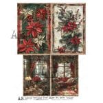 poinsecja decoupage vintage czerwone kwiaty boże narodzenie papier ryżowy detale