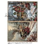 zimowy pociąg retro święta decoupage papier ryżowy lokomotywa śnieg vintage