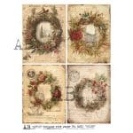 papier ryżowy ABstudio 6210 wieńce kwiatowe vintage róże decoupage A4