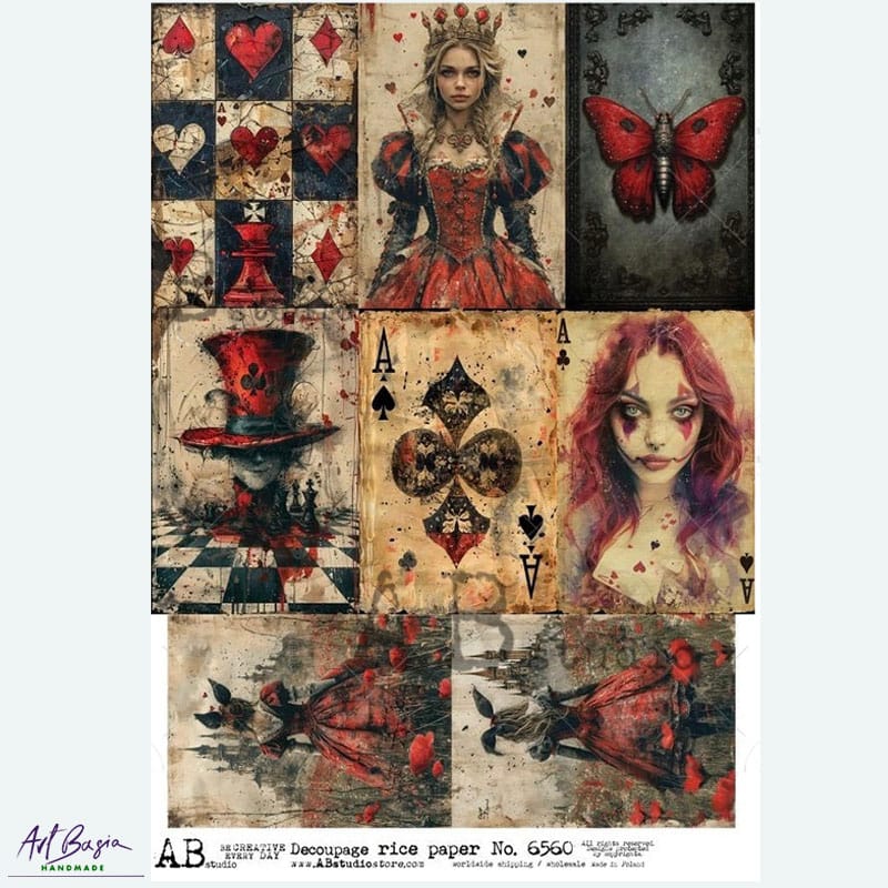 papier ryżowy decoupage Alicja królowa kier fantasy vintage ABstudio 6560