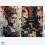 papier ryżowy decoupage fantasy królowa kier Kapelusznik vintage ABstudio 6555